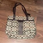 Classic Brown Logo Coach Medium Hand Tote Purse Bag Canvas Photo 0