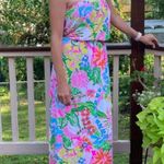 Lilly Pulitzer Pink Floral Nosey Posey Women’s Strapless Dress size XS Photo 14