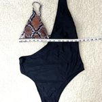 Swimsuit Black & Snakeskin One Piece With Cutout Size XXL Photo 1