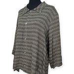 CP Shades | Medium | RARE 100% Rayon Gray Striped 3/4 Sleeve Button Down Shirt Photo 2