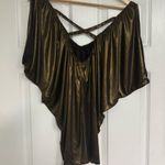 Guess  Bronze‎ Metallic Cold Shoulder Blouse Size Small Photo 0