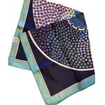 Vintage Blue Floral Scarf, Square Japanese Flower Neck Scarf Photo 0