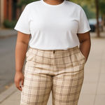 Allegra K  Plaid Pants High‎ Waist Stretch Career Casual Trousers XXL Photo 0