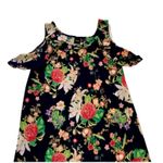 Rafaella Dress Blue Pink Yellow Floral Cold Shoulder Short Sleeve Dress Large Photo 8