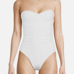 Jade Swim White Yara Shirred One Piece Swimsuit Strapless NWOT Size S Photo 0