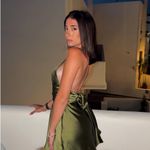 ZARA  dress halter open back tie bow Elegant Olive Green Satin wedding party Photo 1