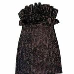 Allison & Kelly Sequin Dress Strapless Mini Sheath Ruffle Juniors Small Swiftie Black Photo 2