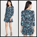Tanya Taylor ππ Raven Dress ~ Paisley Floral Blue Print 6 NWOT Drop Waist Silk Photo 3
