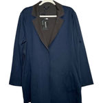 Worth New York Knit Blazer Size XL Navy Blue Brown Side Zipper Collar Pocket New Photo 0