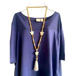 Boho Pine Tree Beaded Tassel Stars Sweater Necklace Ladies Simple Fringe Accesor Tan Photo 3