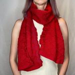 Unbranded Knit Woven Embossed Scarf without Fringe Deep Red Stretch Knit Winter Photo 0