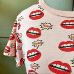 On Fire  Pink Hola Mouth Lips Shirt All Over Print 100% Cotton Juniors Large Photo 1