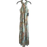 Aidan by Aidan Mattox Halter Neck Tiered Maxi 0 Pastel Dress Green Photo 3