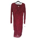 NWT Marina Red Sequin Long Sleeve Lace Party Dress 8 Christmas Holiday Event Photo 1