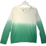 None Ombré Cold Shoulder Knit Sweater Women’s Medium Cream Green lightweight Photo 0