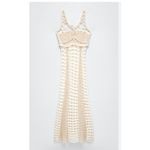 ZARA  Crochet Knit Maxi Dress Sleeveless Ivory Beige Beach Cover Up Medium Photo 1