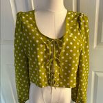 Levi's  Womens Embry Tie Blouse, Sweet Daisy Split Pea, Size Medium, NWT Photo 2