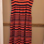 Gap Sleeveless Pocket Striped Maxi Dress Navy Blue Red 4 Photo 2