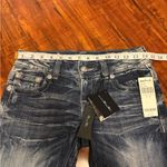 Miss Me  buckle beaded embroidered straight leg Y2K 2000s blue jeans 28x33.5 NWT Photo 14