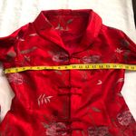 Vintage Red embroidered floral 100% Silk Asian Chinese Photo 3