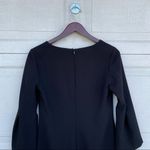 Trina Turk  Women’s Dress Black Heiress Bell Sleeve Crepe Shift V Neck Size 2 Photo 4