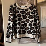 Planet Gold Sweater  Leopard Print Brown Crewneck Womens Small Photo 3