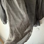 Fred David ‎ Blouse Womens 1X Gray White Polka Dot Long Sleeve Lace Up Top Plus Photo 5