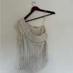 Ulla Johnson  Cream Pleated Ravenna One-Shoulder Blouse Photo 2