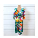 Cupshe  Tropical Abstract Print Tie Waist Maxi Dress Resort Short Sleeve Sz S NWT Photo 6
