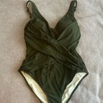 Cupshe NWT  One Piece Swimsuit tummy Control Wrapped Mesh dark olive green size L Photo 0