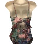 Hurley Floral Cut Out One Piece Swimsuit XL Ruffled Lace Up Back Coconuts Photo 1