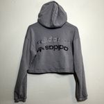 Adidas Original RYV Cropped Hoodie Back Chest Print Logo Rib Knit Lilac Small Photo 6