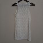 Decree  L Floral Lace Stretch Long Tank Top in White Photo 6