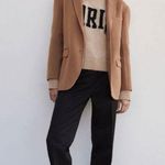 ANINE BING  Kendrick Wool/Cashmere Blend University Paris Sweater in Light Camel Photo 7