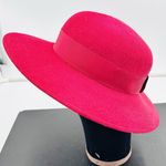 Burberrys' London Vintage Derby Fedora Hat Sz M Berry Red Wool Felt England Photo 2