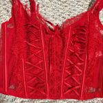 Victoria's Secret NWT Dream Angels Unlined Red Lace-Up Corset Top- Size Small-DD Photo 3