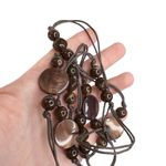 Shimmer Brown Faux Stone Acrylic Beaded Cord Long Necklace Photo 5