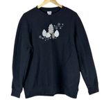Holiday Editions Embroidered Winter Sweatshirt Womens XL Black Fleece Lined Cozy Photo 2