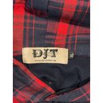 DJT Red Plaid Navy Blue Hoodie Layered Look Women XL Christmas Grunge X Photo 1
