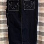 True Religion  Darkwash Denim Cargo‎ Maxi Skirt Size 26 Photo 0