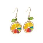 Citrus Slice Earrings with Gold Accents Green Photo 2