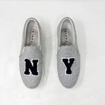 [Joshua Sanders] Gray Navy NY Felt Embroidered Slip On Platform Sneakers Size 10 Photo 6