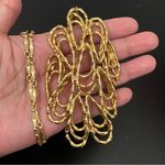 Vintage Abstract Modernist Twisted Bamboo Large Pendant Goldtone 20” Necklace Gold Photo 1