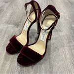 Jimmy Choo NEW  Misty 120 Red Velvet Strap Heels Photo 3