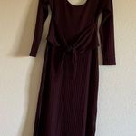 MINKPINK NWT Nora Ribbed Waist Tie Maroon Side Slit Midi Dress Size Medium Photo 5