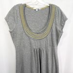 Boden Size 10 Dress Gray Shift Cap Sleeve Yellow Embroidered Neck Knee 1029‎ Photo 2