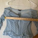 Privy  Blue Mesh Corset Bodysuit Ruched Sleeves NWT Coquette Photo 4