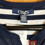 CHAPS Nautical Navy Blue & White Striped Dress with Red @ Button Down. Photo 1