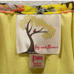 Anthropologie FIG AND FLOWER Sheer 3/4 Sleeve Yellow Floral Blouse Photo 1