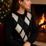 Alfred Dunner Vintage  Sequin Argyle Sweater – Size 2X Photo 2